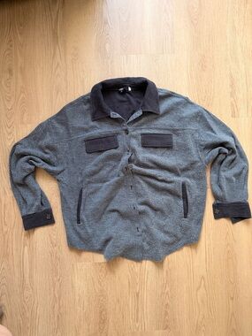Grey Button-Up Fleece Jacket